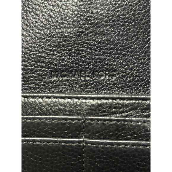 Michael Kors Black Pebble Leather Wallet Flap Closure Logo Classic Sophisticated - Picture 6 of 11
